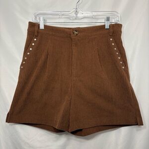 Hem & Thread High-Rise Brown Corduroy Women’s Shorts Size Medium